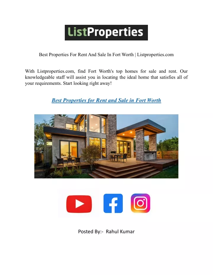 best properties for rent and sale in fort worth