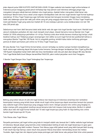 joker deposit pulsa 5000 klxtoto daftar dan login