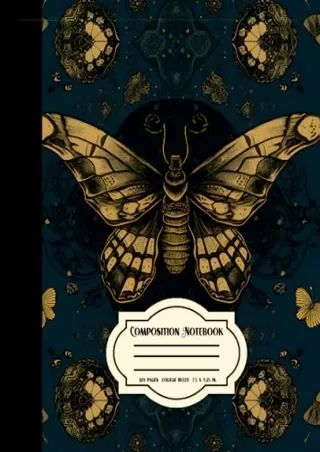 PDF KINDLE DOWNLOAD Vintage Moth Composition Notebook: College Ruled, 120 Pages,