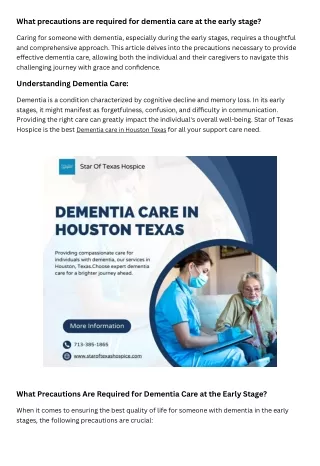 Dementia Care in Houston, Texas
