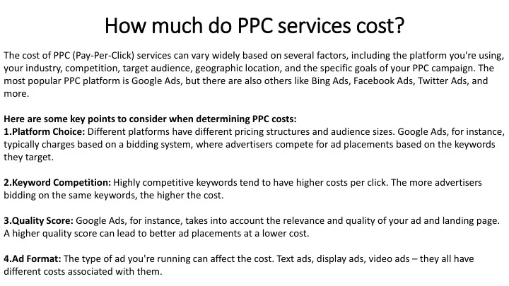 how much do ppc services cost