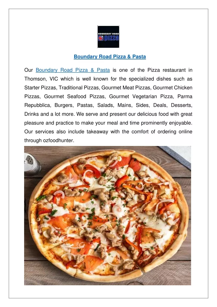 boundary road pizza pasta