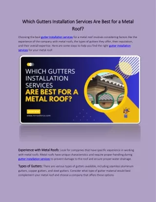 Which Gutters Installation Services Are Best for a Metal Roof?