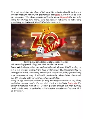 Zowin - Tai Game Zowin danh Bai dang Tin Cay Nhat 2023