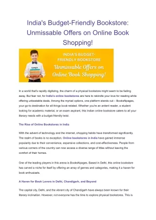 India's Budget-Friendly Bookstore: Unmissable Offers on Online Book Shopping!