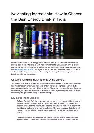 Navigating Ingredients_ How to Choose the Best Energy Drink in India