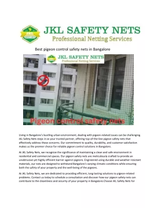 best pigeon control safety nets in bangalore