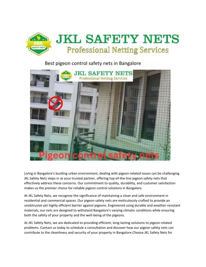 best pigeon control safety nets in bangalore