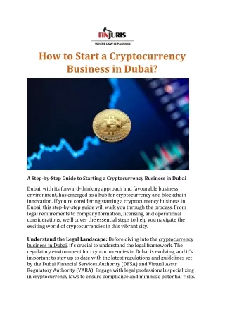 How to Start a Cryptocurrency Business in Dubai