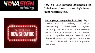 How do LED signage companies in Dubai contribute to the city's iconic illuminated skyline