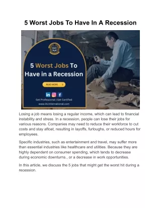 5 worst jobs to have in a recession