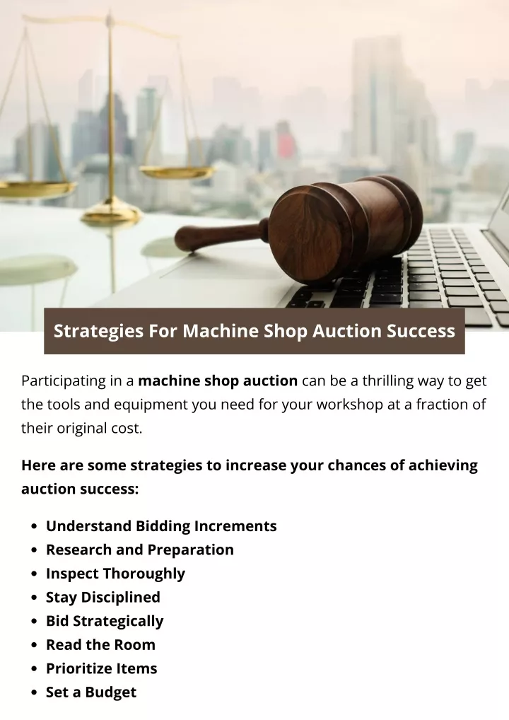 strategies for machine shop auction success