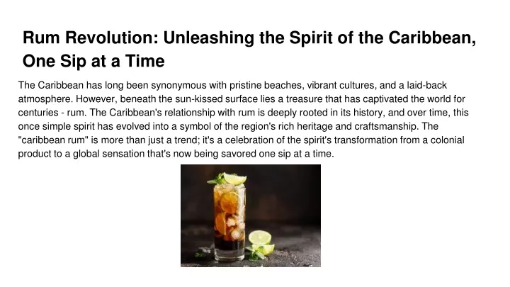 rum revolution unleashing the spirit of the caribbean one sip at a time
