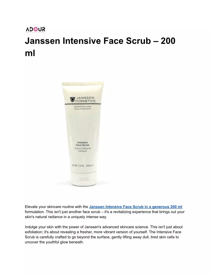 janssen intensive face scrub 200 ml