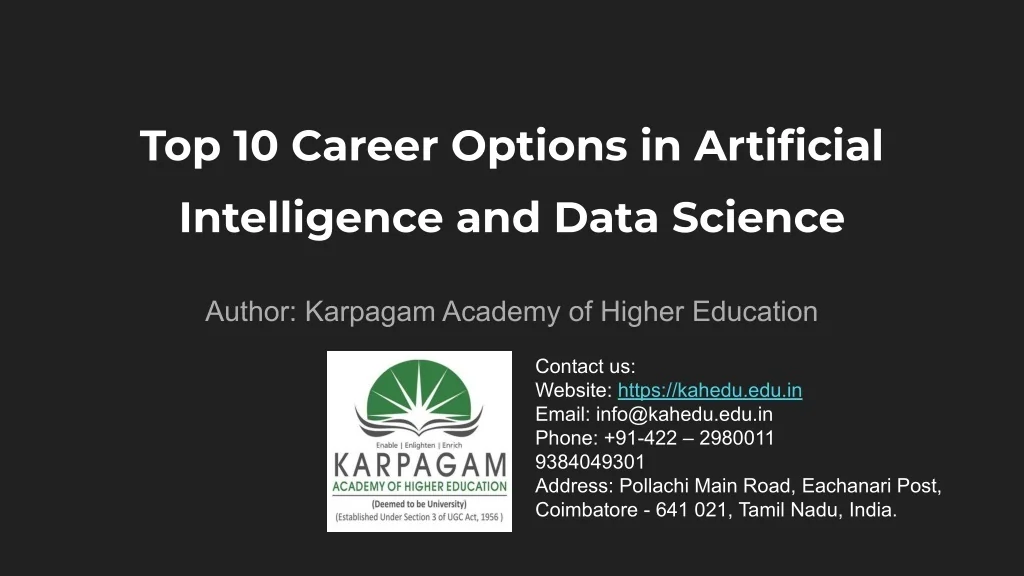 PPT - Top 10 Career Options in Artificial Intelligence and Data Science ...