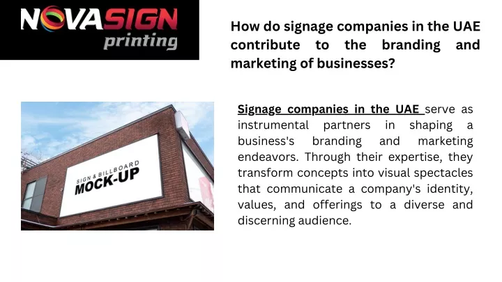 how do signage companies in the uae contribute