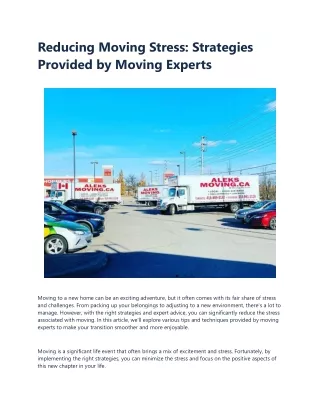 Reducing Moving Stress Strategies Provided by Moving Experts