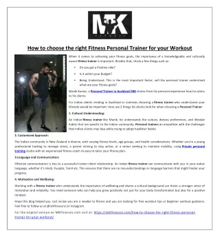 How to choose the right Fitness Personal Trainer for your Workout?