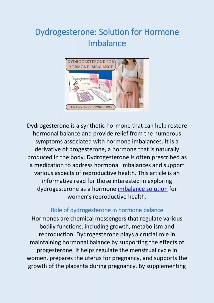 dydrogesterone solution for hormone