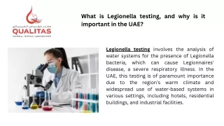 What is Legionella testing, and why is it important in the UAE