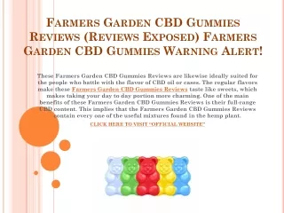 Farmers Garden CBD Gummies Reviews