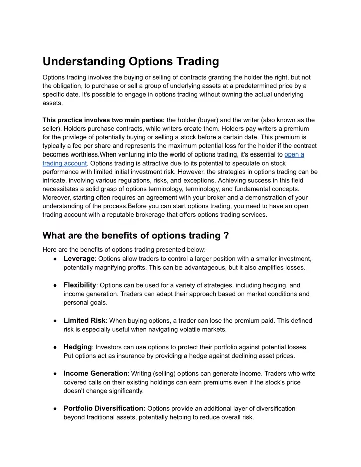 understanding options trading
