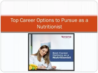 Best Career Options as a Nutritionist