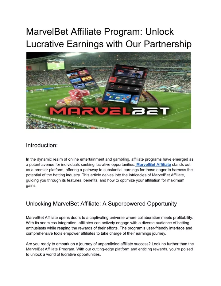 marvelbet affiliate program unlock lucrative