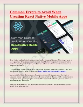 common errors to avoid when creating react native