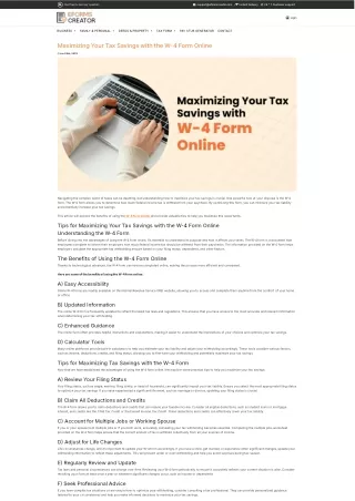 Maximizing Your Tax Savings with the W-4 Form Online