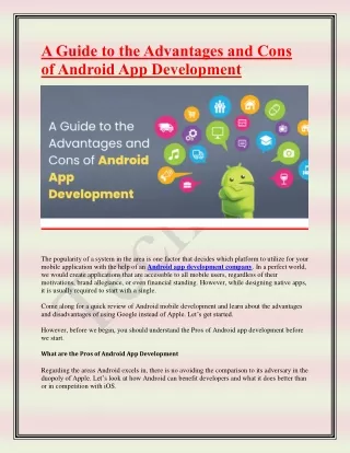 a guide to the advantages and cons of android