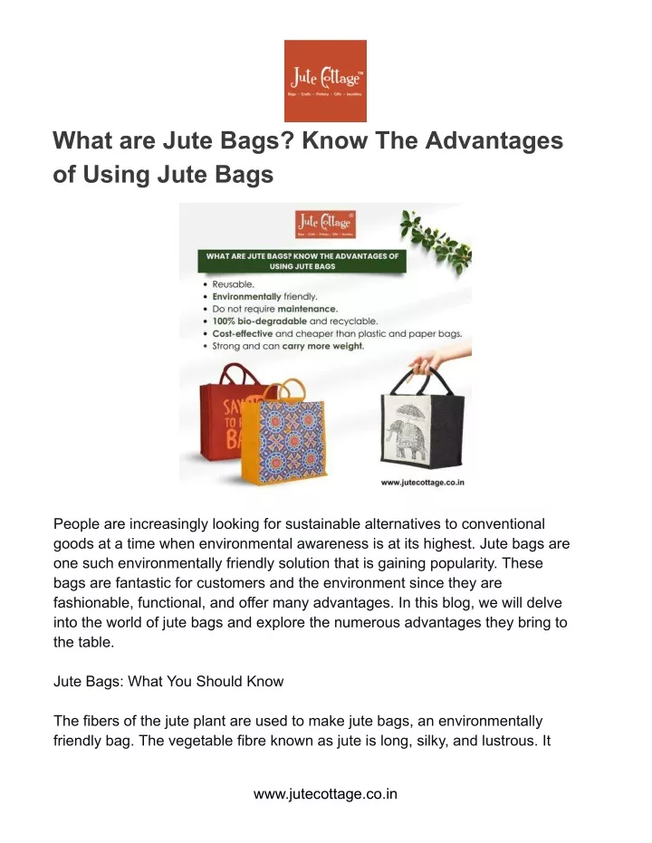 what are jute bags know the advantages of using