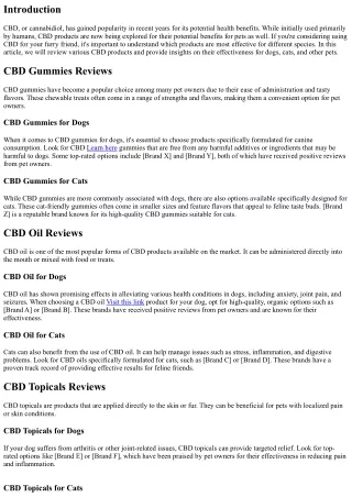 CBD for Pets Reviews: Which Products Are Most Effective for Different Species?