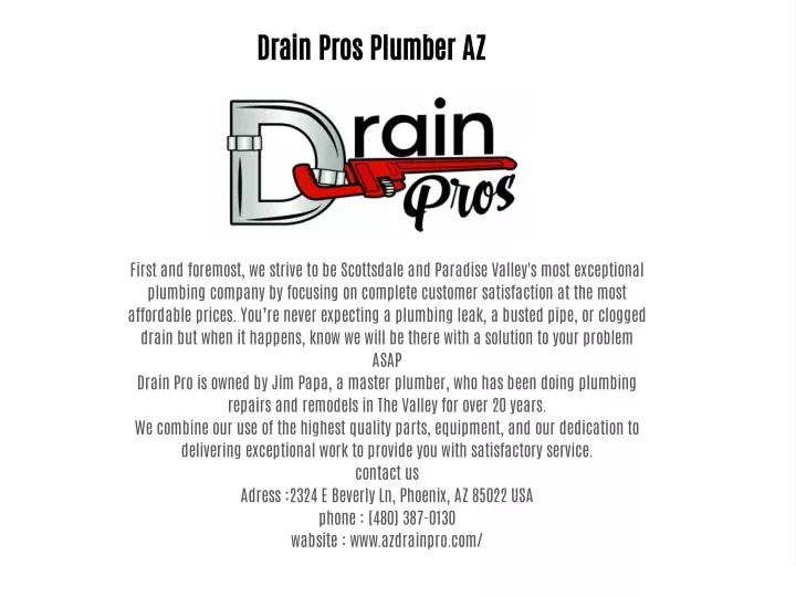 drain pros plumber az