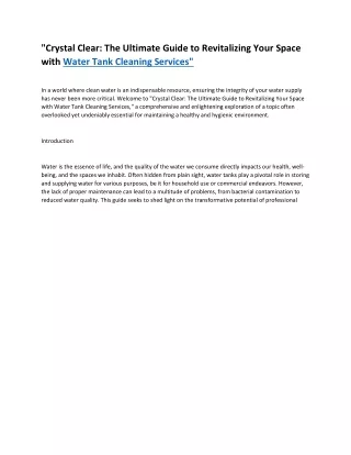 water tank cleaning service