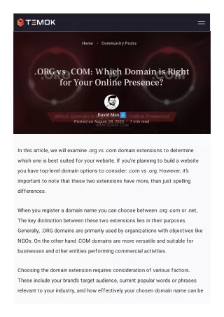 .ORG vs .COM: Which Domain is Right for Your Online Presence?