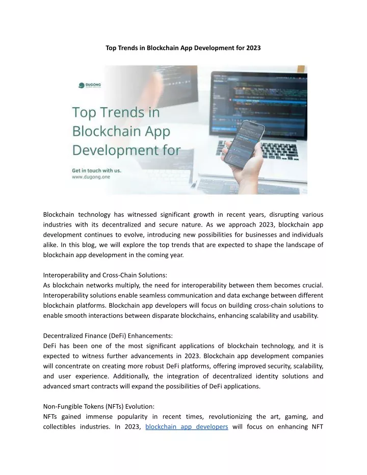 top trends in blockchain app development for 2023