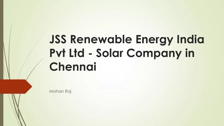 jss renewable energy india pvt ltd solar company in chennai