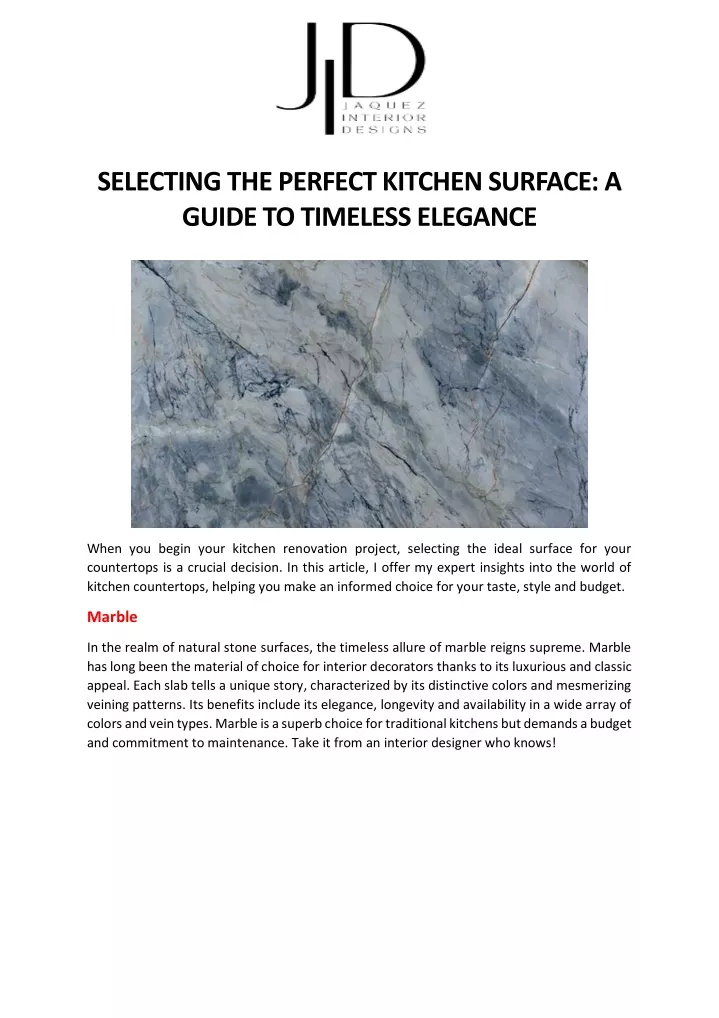 selecting the perfect kitchen surface a guide