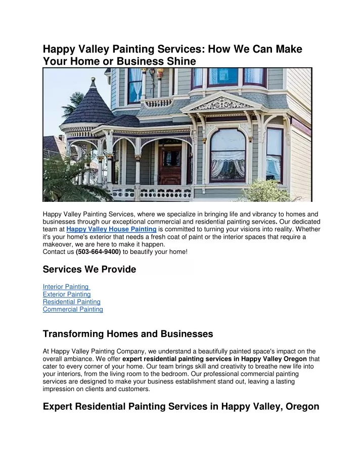 happy valley painting services how we can make