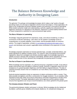 The Balance Between Knowledge and Authority in Designing Laws