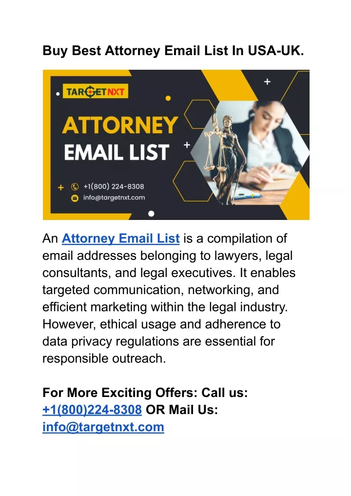 buy best attorney email list in usa uk
