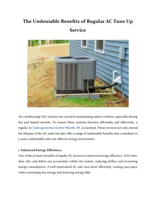 The Undeniable Benefits of Regular AC Tune Up Service