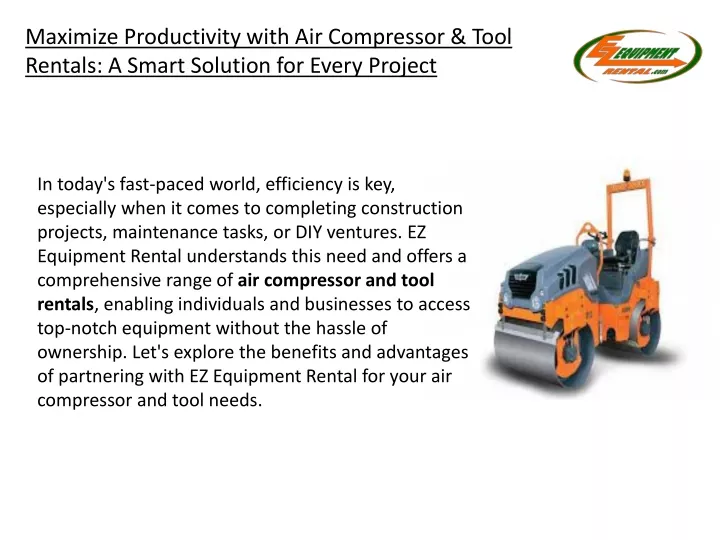 maximize productivity with air compressor tool