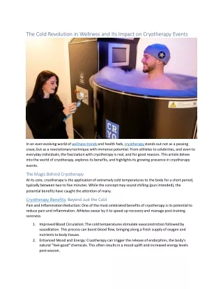 The Cold Revolution in Wellness and Its Impact on Cryotherapy Events