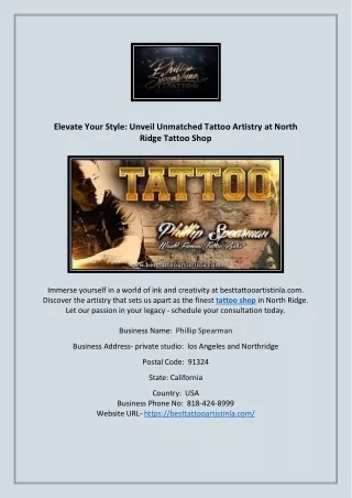Elevate Your Style: Unveil Unmatched Tattoo Artistry at North Ridge Tattoo Shop