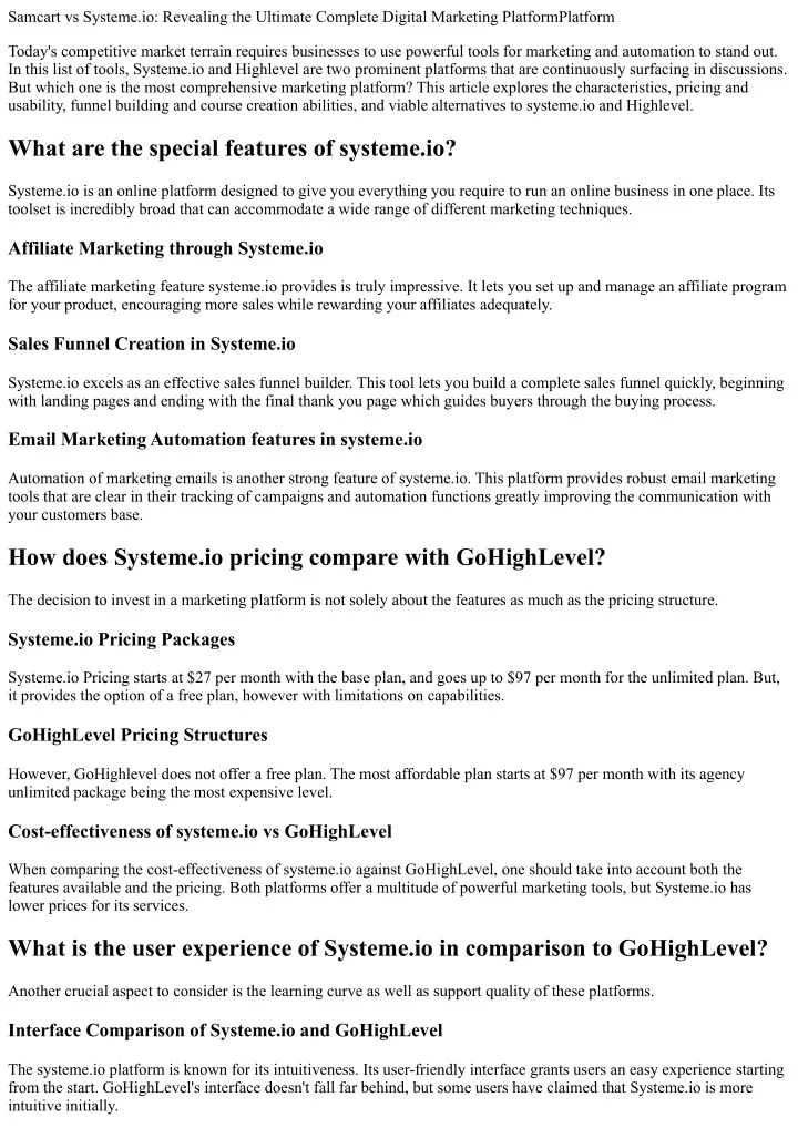 samcart vs systeme io revealing the ultimate