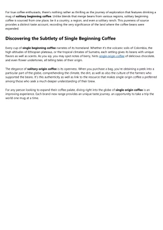 Considerations To Know About single origin coffee