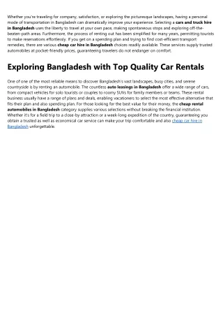 A Review Of car hire in Bangladesh