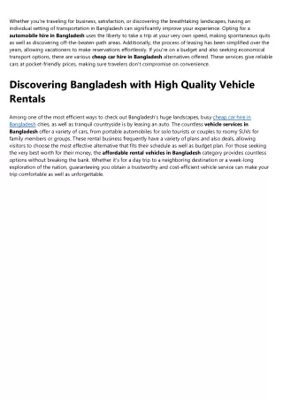 cheap car hire in Bangladesh Can Be Fun For Anyone
